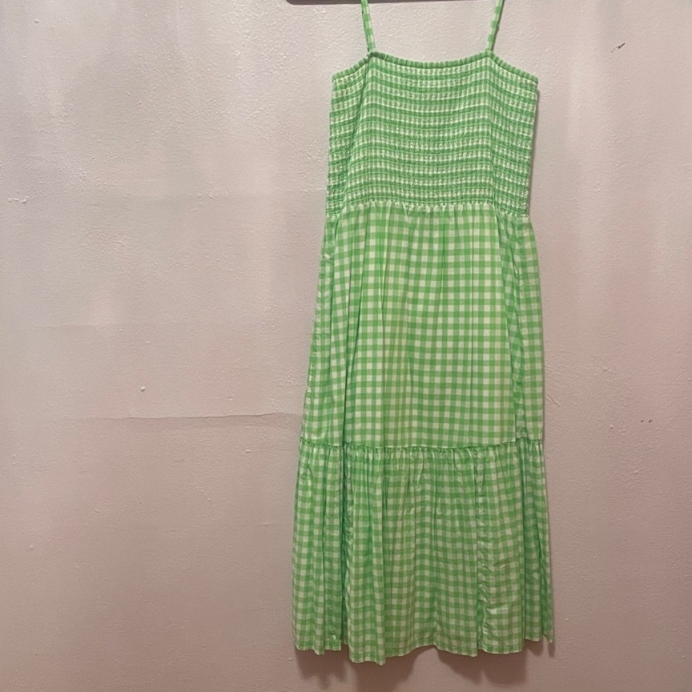 J. Crew Green Gingham Maxi Dress
